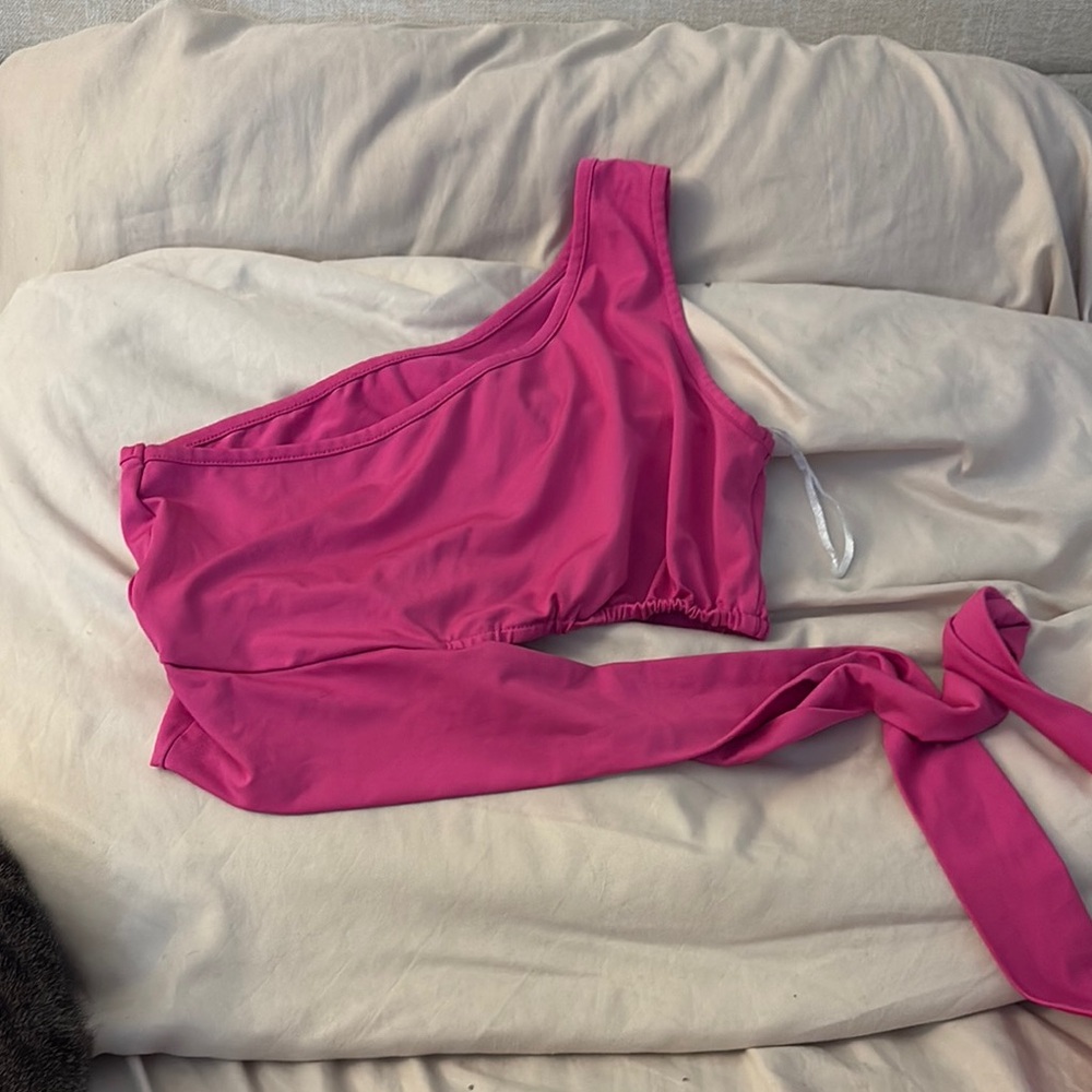 Pink One-Shoulder Crop Top